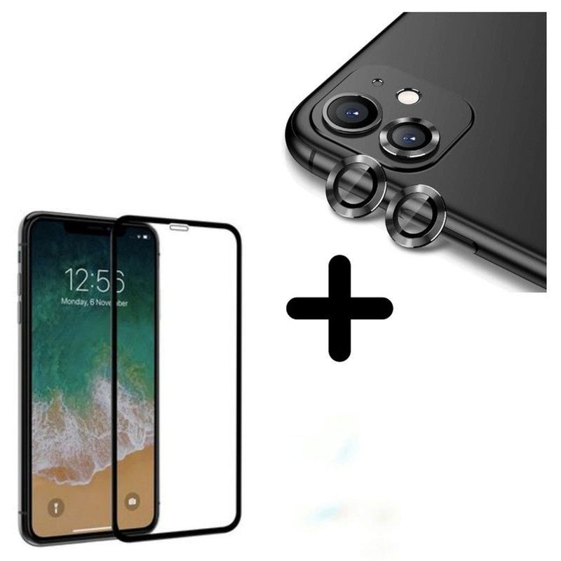 Mica de Cámara + Mica de Pantalla para iPhone 14 Plus – Negro